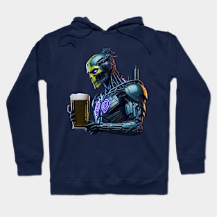 Cyborg with a beer mug Hoodie